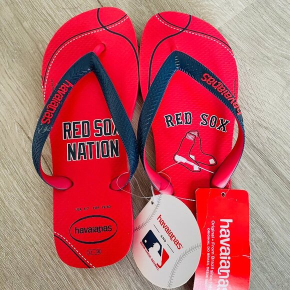 Havaianas Red Sox NBA Ruby Red Slippers Size US 6/7 BNWT - Picture 1 of 5